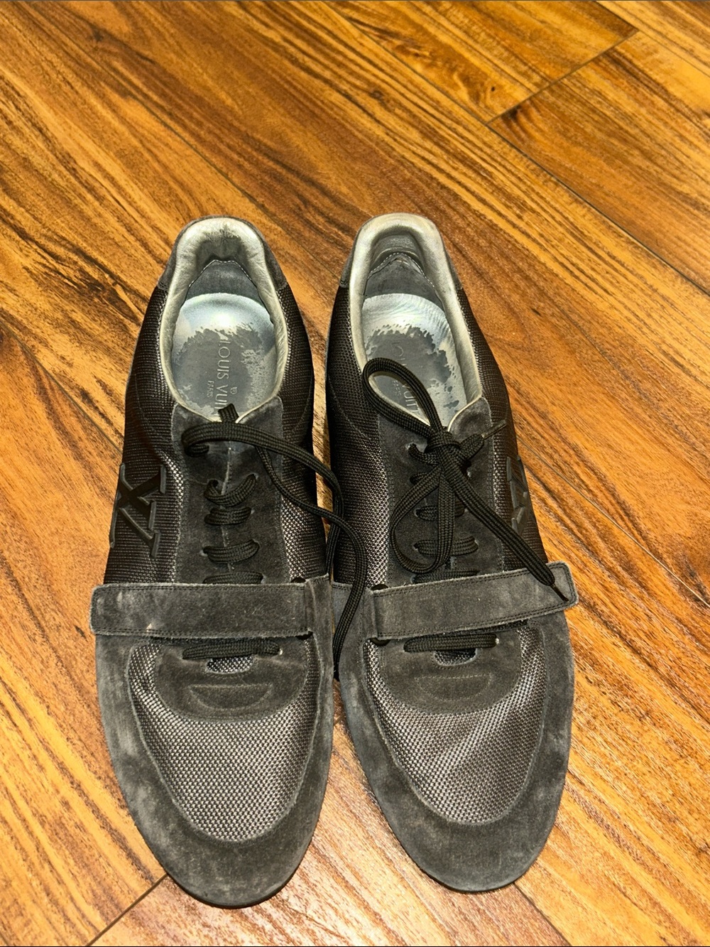 Louis Vuitton Men's Gray Suede & Mesh Low-Top Sneakers